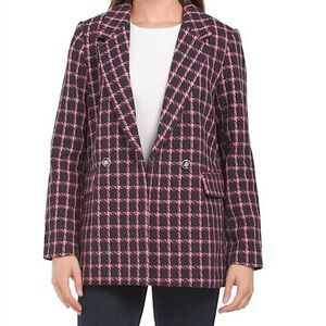 Rachel Zoe Tweed Blazer Jacket Black Pink